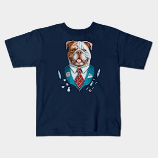 Bulldog Boss Print Art Kids T-Shirt